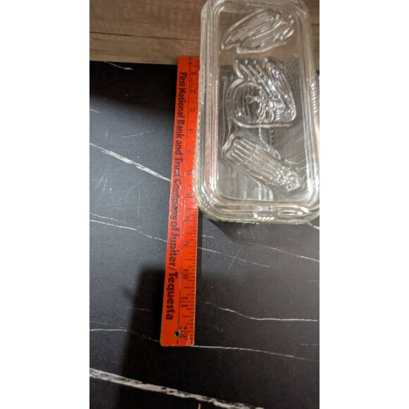 Federal Glass Rectangular Butter Dish With Lid Vintage Ribbed Clear Patterned Gl - Picture 9 of 9